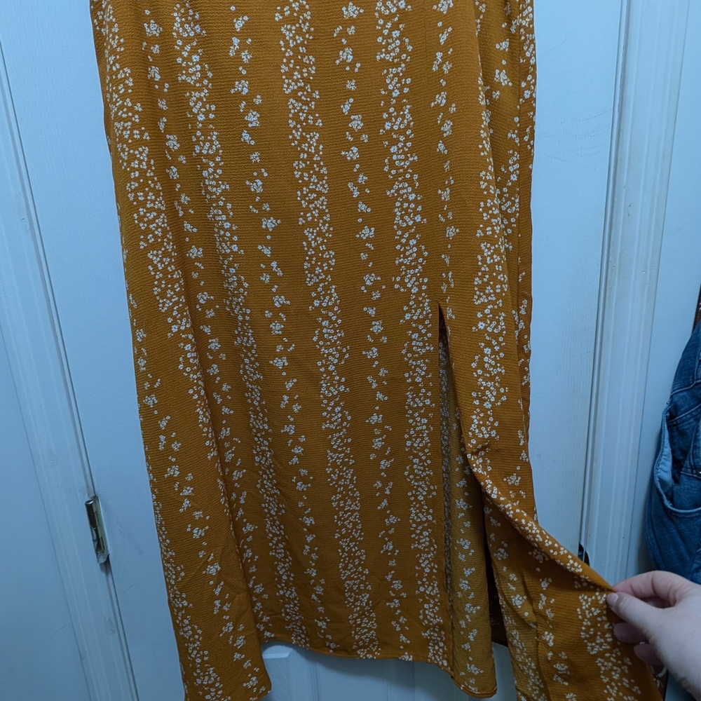 BCBG Mustard Floral Maxi Skirt